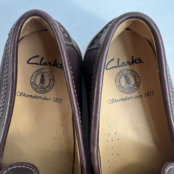 Clarks Mens 7.5 Penny Loafer‎ Driving Shoe Brown Leather Slip On Moccasin main image 7